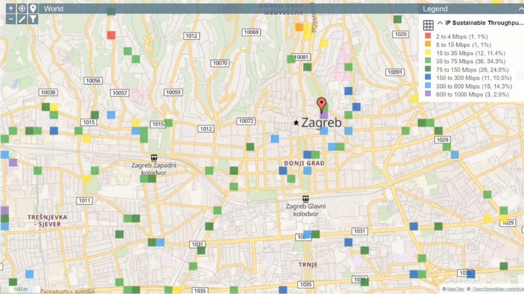 example of data throughput classification map using r&s smartanalytics