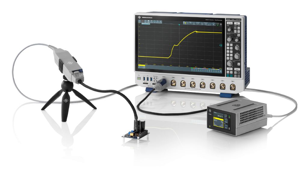r&s rt-ziso isolated probing system used together with mxo 5 oscilloscope.