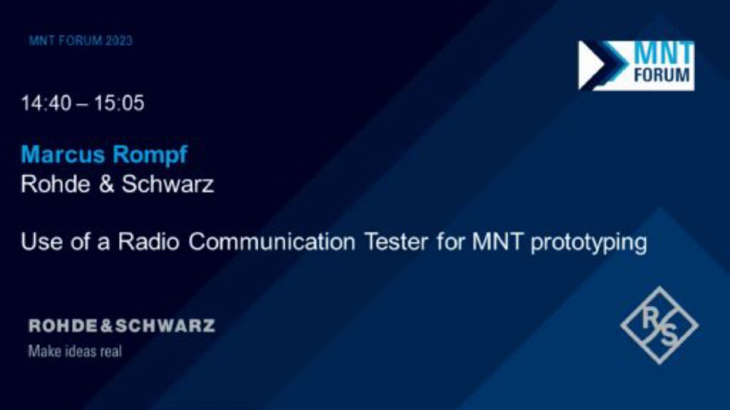 use of a radio communication tester for mnt prototyping use of a radio communication tester for mnt prototyping