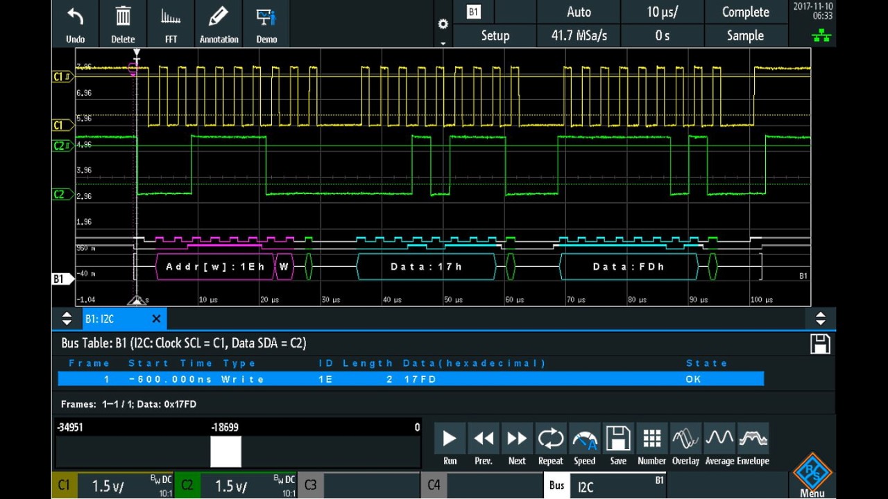 通过 r&s®rtm3000 上的模拟波形解码 i²c 信号。